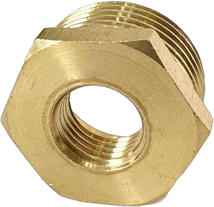 JENSWILL 3/4" NPT Male x 1/4" NPT Female Brass Reducer Hex Bushing Threaded Pipe Fitting Reducing Adapter Pack of 2 - Image 4